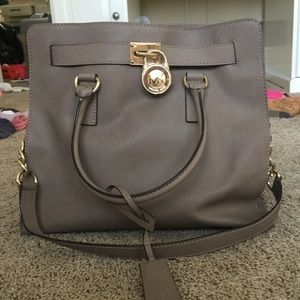 Taupe Authentic Michael Kors Purse - Hamilton Bag
